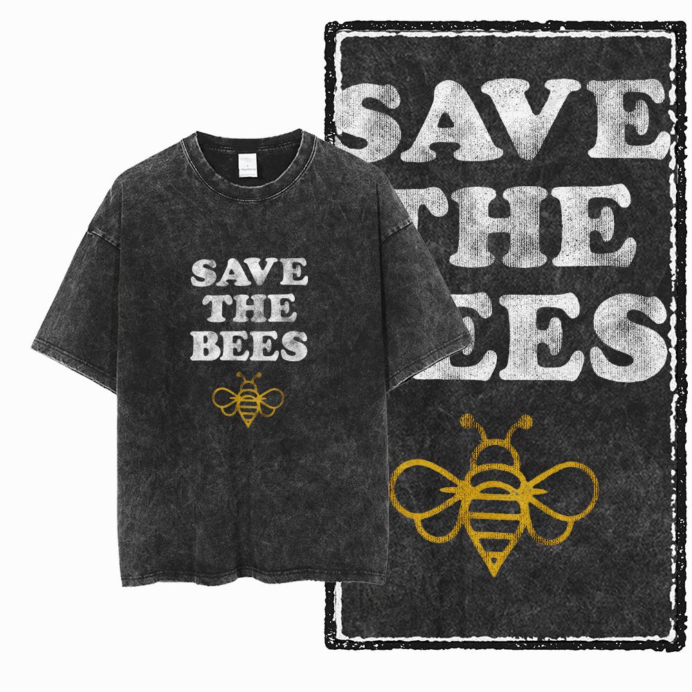 DE BEES Printed Acid Washed Cotton Exclusive Graphic Unisex T Shirt Cool Vintage Streetwear Men Tshirts Big Size Tee for men