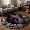 Sleeping Dragon Round Area Rug Fantasy Book Dragon 3D Illusion Non Slip Circle Carpet for Living Room Bedroom Decor