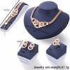 Set da 4 Pezzi Lusso Colore Oro Cerchio Geometrico Zircone Collana Orecchini Anello Bracciale per Donne Charme Matrimonio Sposa Set di Gioielli