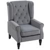 Wingback Accent Chair, Retro Upholstered Button Tufted Occasional Chair for Living Room and Bedroom, Light Grey