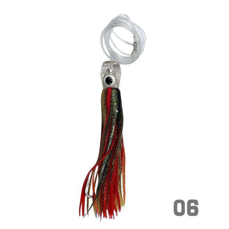 6-Piece Resin Soft Lure Set-Large Octopus Skirt Squid-Style Baits for Trolling Boat Fishing & Sea Angling Tuna Lure Hooks