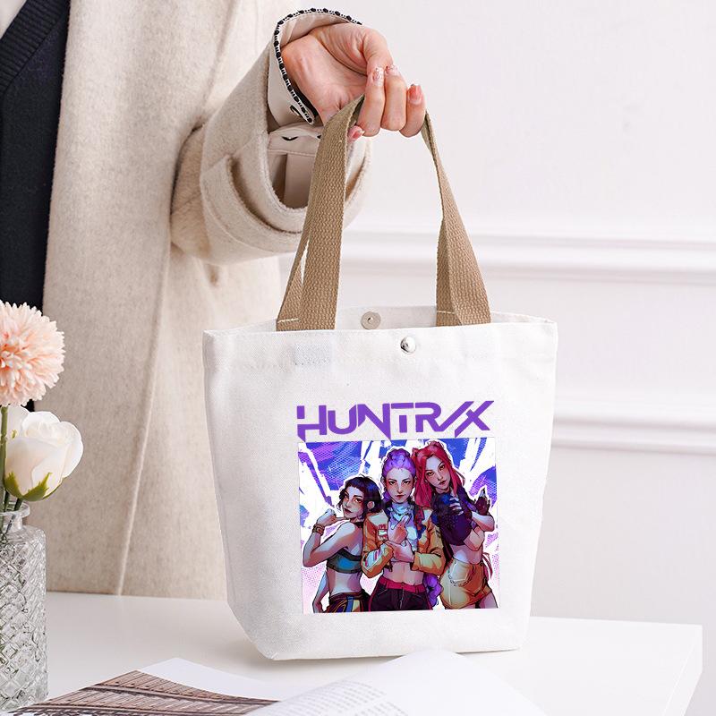 Canvas Bag Kpop Peripheral Cute Portable Cartoon Canvas Bag Student Leisure Shoulder Bag Shopping Bag