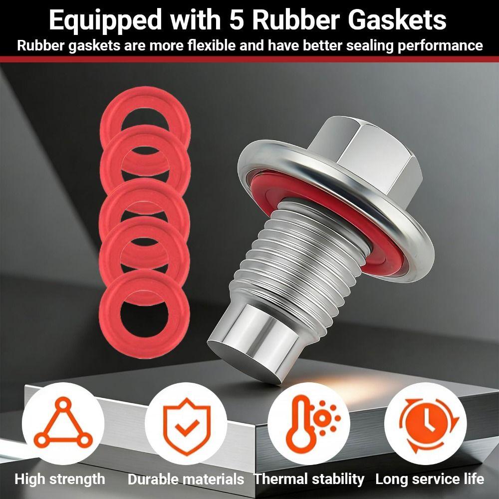 5PCS Stainless Steel Oil Plug Gasket Set Drain Plug Gasket for GMC/Honda/Ford Motorcycle