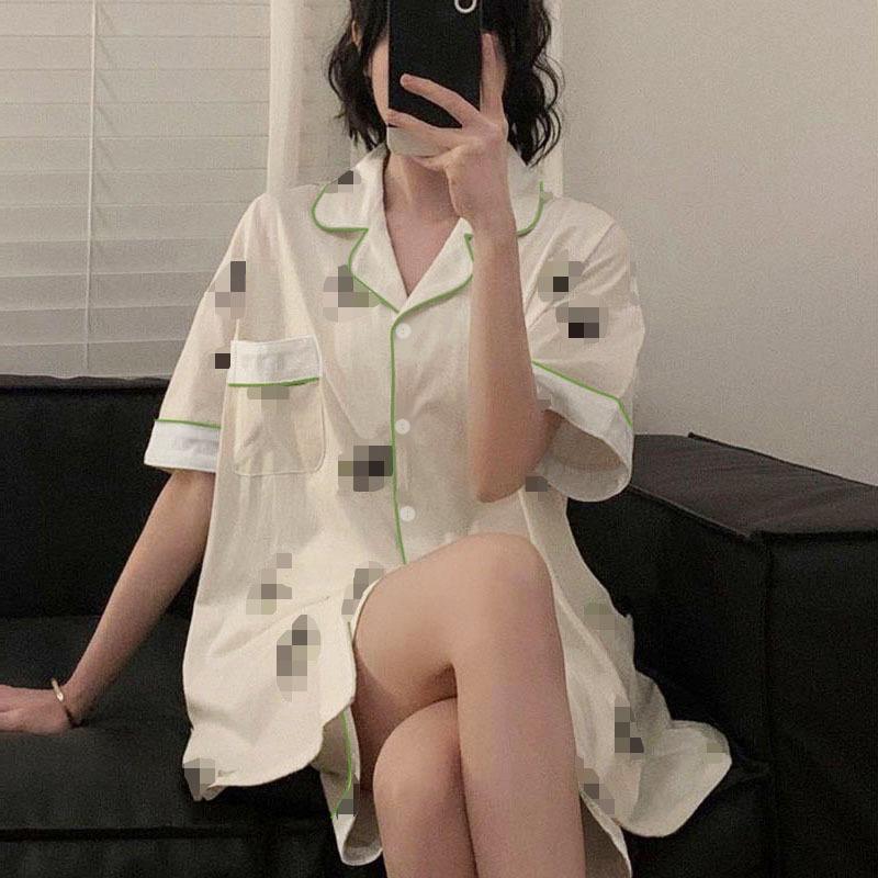 Japanese-style Unprinted Style Summer Fresh Cotton Pajamas Women's Short Sleeves 1011 New Loose Outer Loungewear Suit