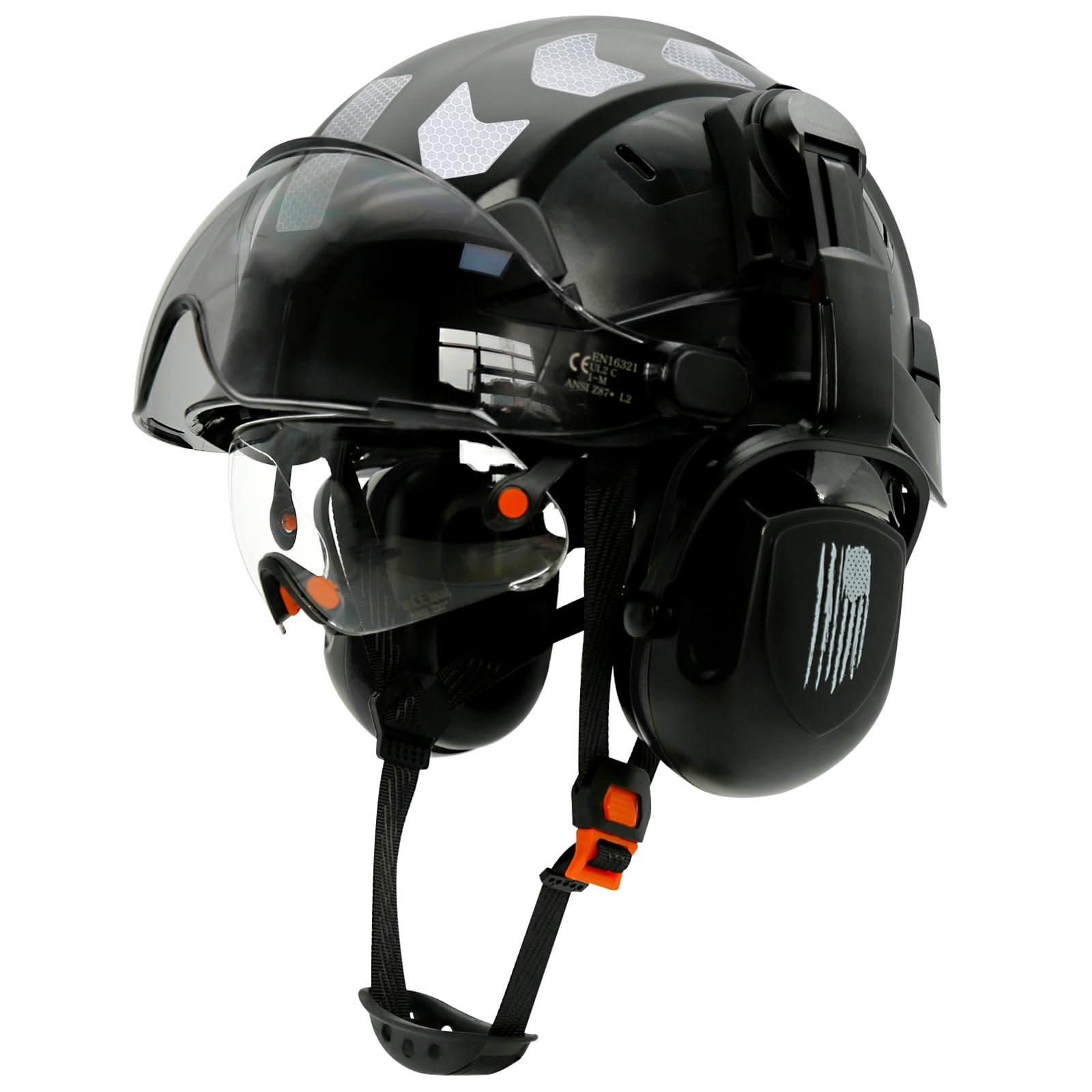 

PerldVerge Комплект защитного шлема для профессионалов с двойной конструкцией, ударопрочный, светящийся, регулируемый, соответствует стандарту EN397, шлем, черный, очки, работа,