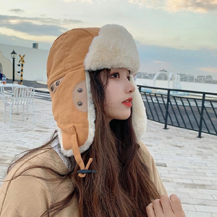 Winter Bomber Cap Plush Hat Lovers Outdoor Climbing Hat Windproof Padded Earmuff