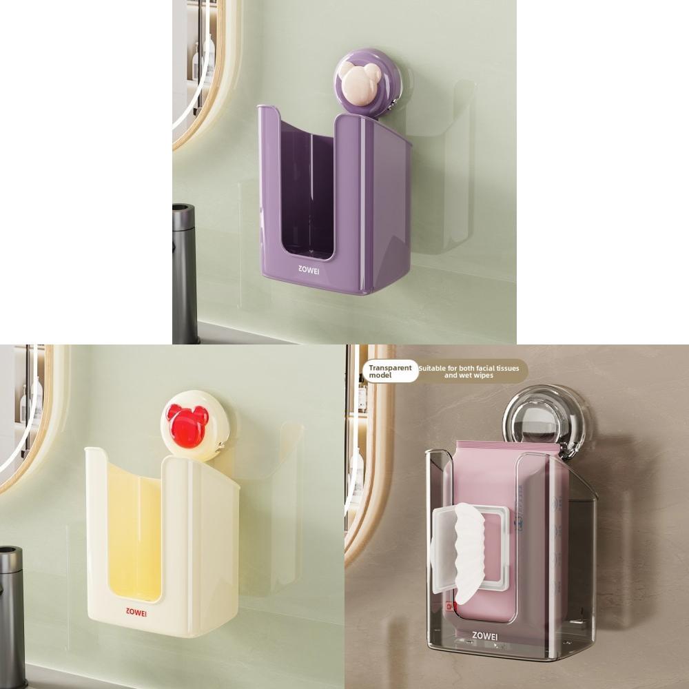 Wall Hanging Suction Tissue Storage Container With Open Top For Home Use