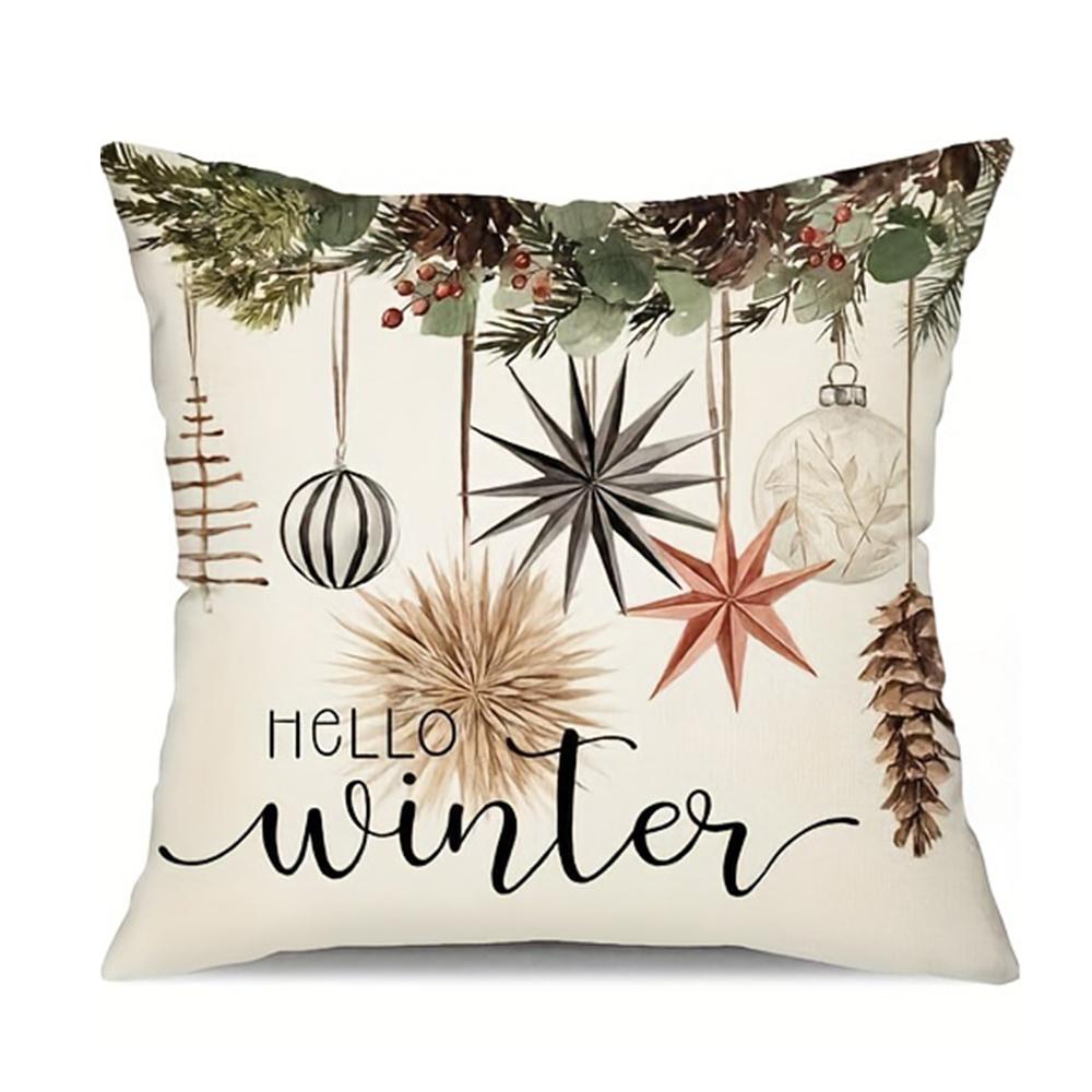 

1 шт. Праздничные рождественские наволочки для подушек, набор - 18X18 дюймов, лен, деревенский праздничный и зимний декор для фермерского дома для дивана и дома 450mm*450mm