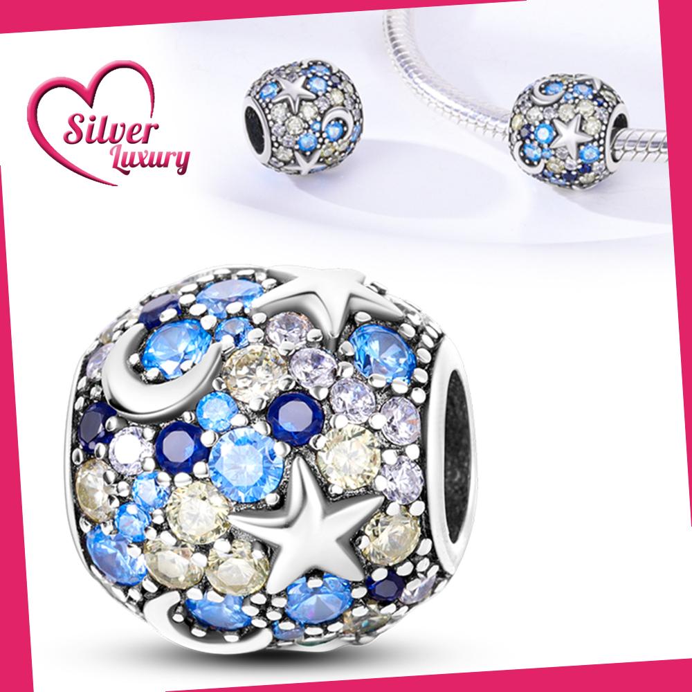 

Original Charms Copper Blue Starry Sky, Moon, Stars, Beads Fit Charms Plata Bracelets For Women Women Jewelry Making Diy