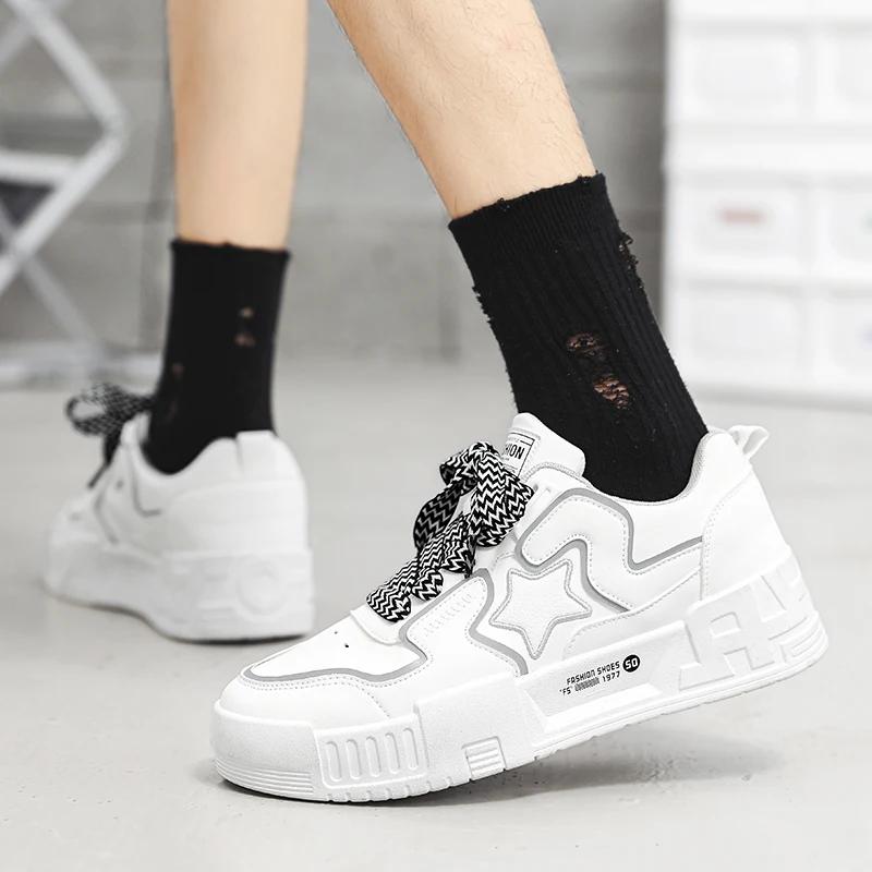 Fashion Green Star Chunky Men's Skateboard Sneakers Non-slip Breathable Men Casual Sports Shoes Comfortable Man Trendy Sneakers