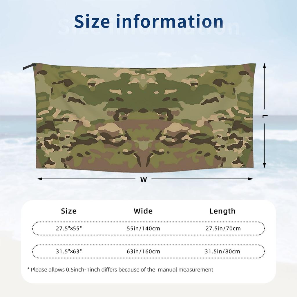 Waldtöne Camo - MultiCam Camouflage Strandtuch Weiche Mikrofaser Schnelltrocknend Saugfähig Schnelle Handtücher für den Pool