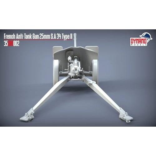 Dynamo Models 1/35 French Hotchkiss 25mm S.A. 34 Type 2 Anti-Tank Gun Premium Edition Plastic Model DYN35DM002P