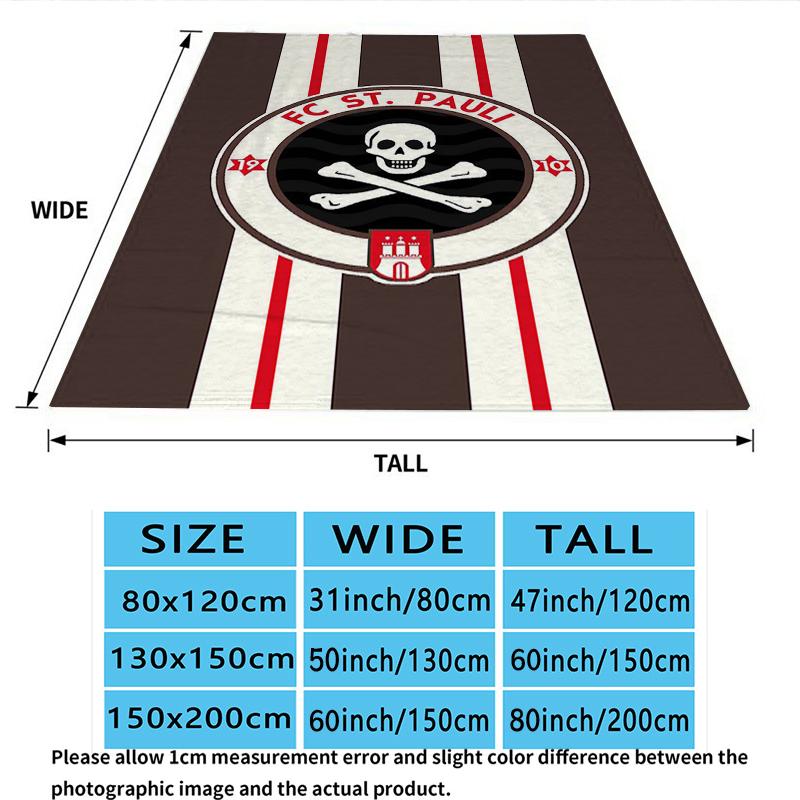 FC San Pauli Logo Print Flannel Blanket High Quality Warm Comfortable Cover for All Seasons Perfect for Gifts Home Decor