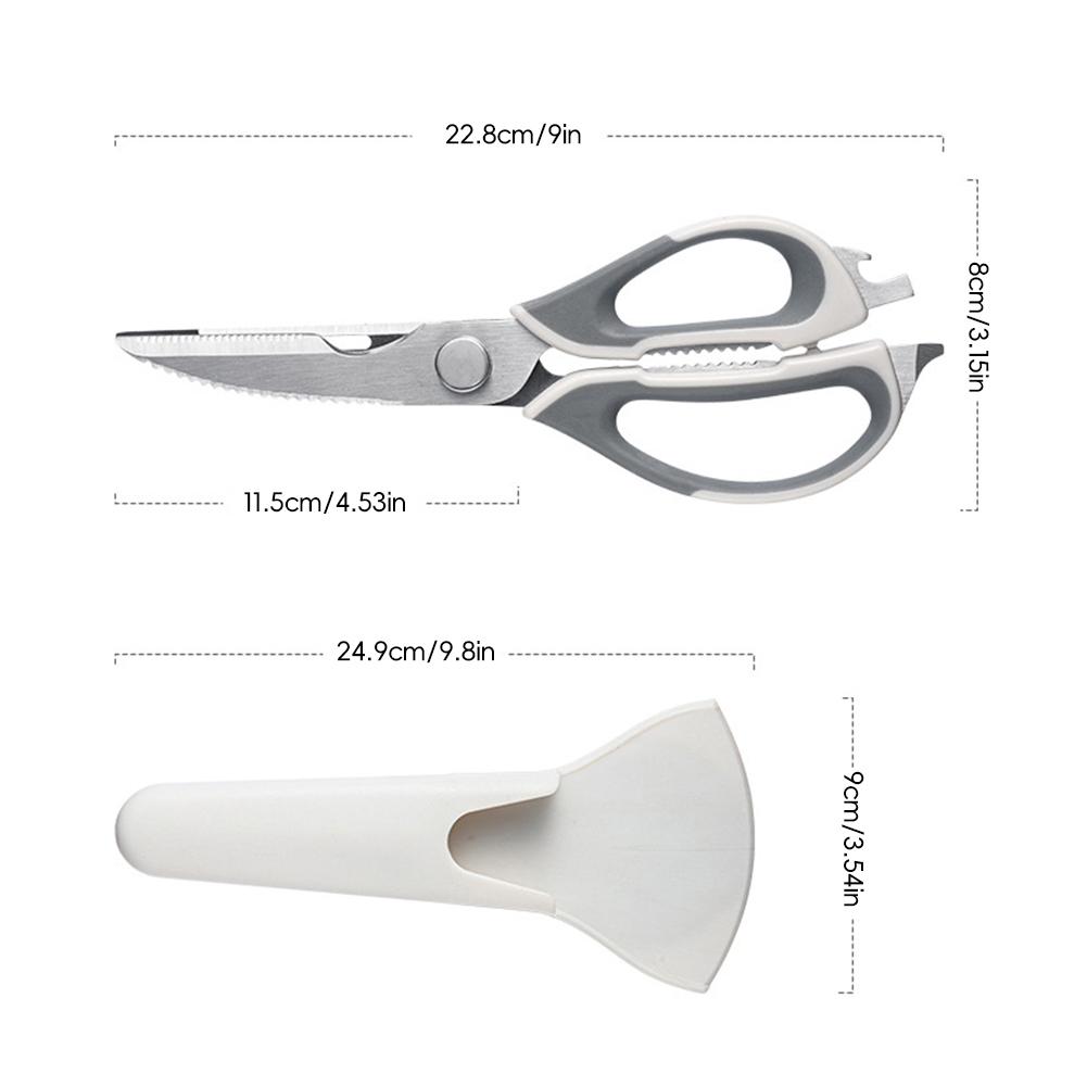 High-Quality 6-in-1 Powerful Kitchen Scissors Detachable Multi-functional Magnetic Storage Pouch Fish Scale Plane Peeler Crack Walnut Corkscrew