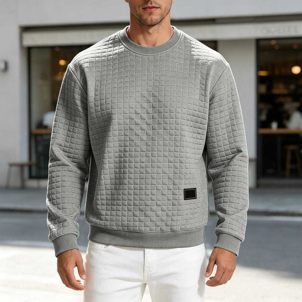 Men's Plaid Crewneck Top for Casual Versatile Everyday Wear