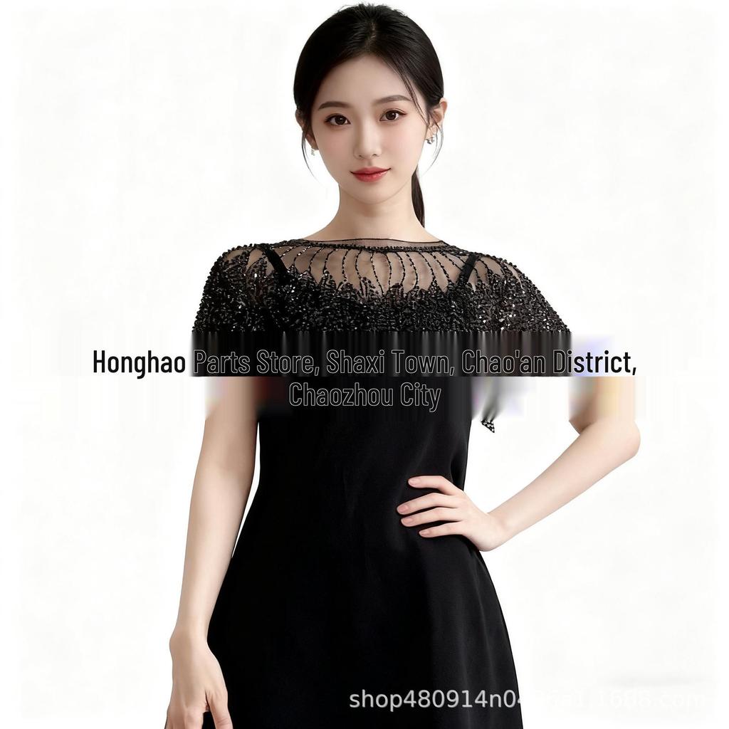 Stylish Summer Sequin Mesh Shawl Cape - Sun Protection Qipao Bolero Top