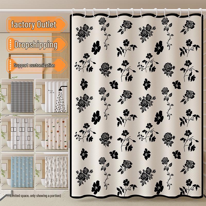 Waterproof Mildew-Proof Summer Shower Curtain with Privacy, Machine Washable