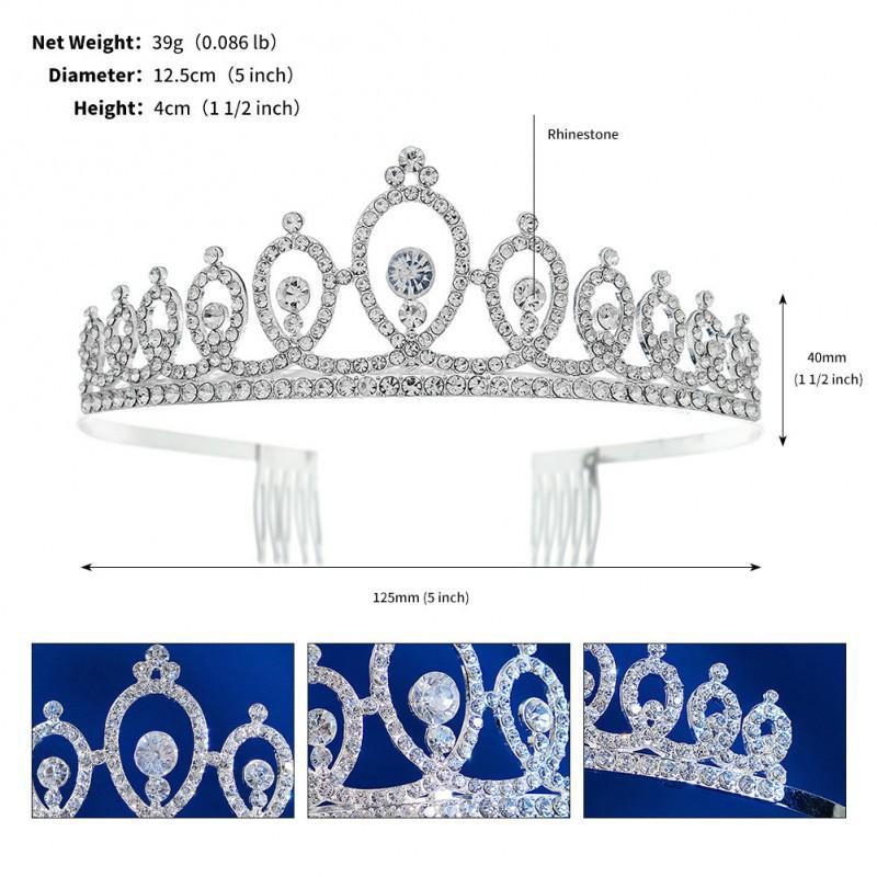 Alloy Rhinestone Birthday Crown Comb Bride Wedding Party Hair Accessories Children s Show Headband