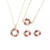 Necklace Earrings Set Rhinestone Crystal Design Women Pendant Chain Fashion Style Jewelry Set Anniversary Gift