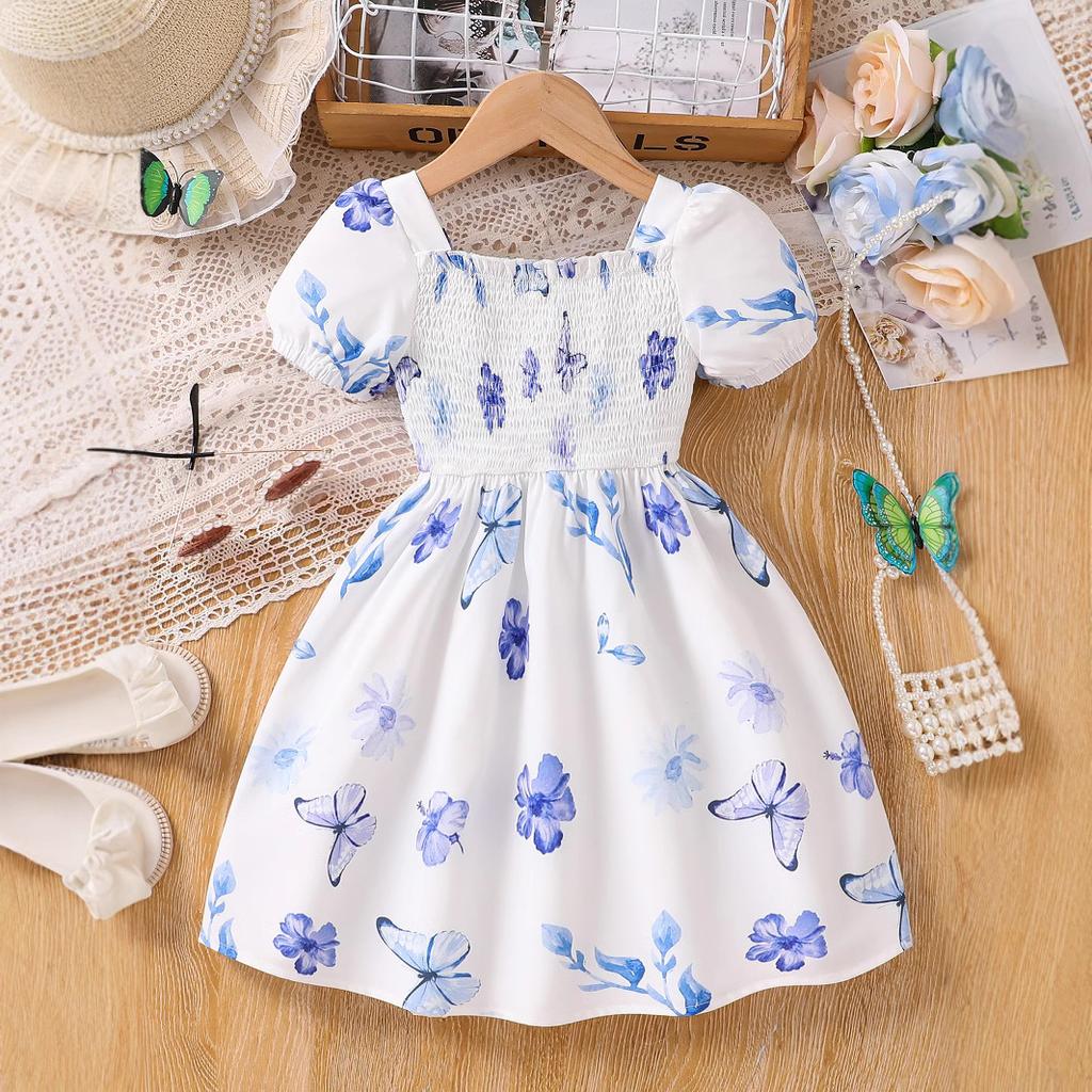 Girls Fashion Dress Summer Children Super Fairy Floral Princess Dress