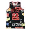Chicago Bulls 23 Graffiti Embroidery Retro Mesh Basketball Jersey Black Unisex Adult Sportswear
