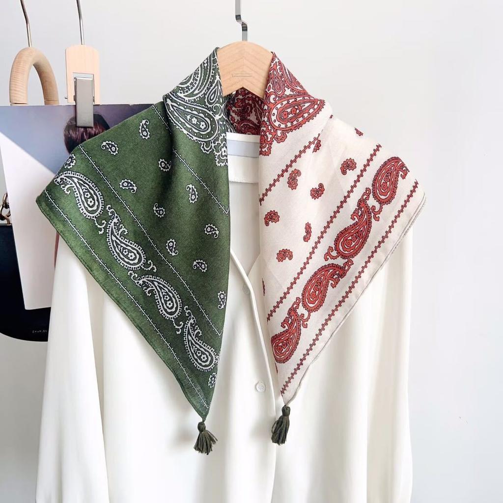 Vintage Tassel Square Scarf Women S Versatile Elegant Shawl