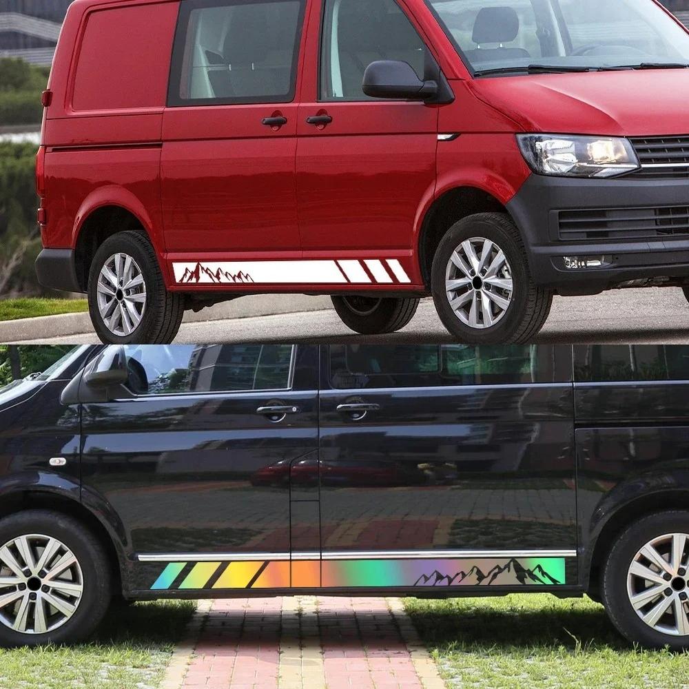 Mountains Styling Car Decals Car Side Skirt Stripe Stickers Auto Decoration Accessories For Volkswagen VW T4 T5 T6 Transporter