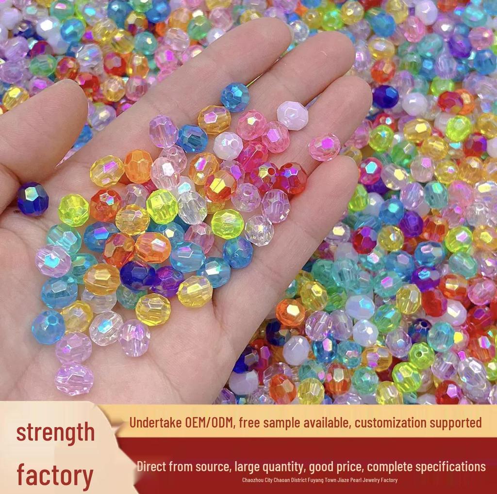 Acrylic AB Color Crystal Beads: Straight Hole Transparent Beads for DIY Phone Chains, Necklaces, and Decorations.