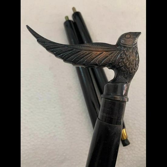 

Старинная ручка в виде головы птицы в викторианском стиле, деревянная трость, дизайнерский подарок