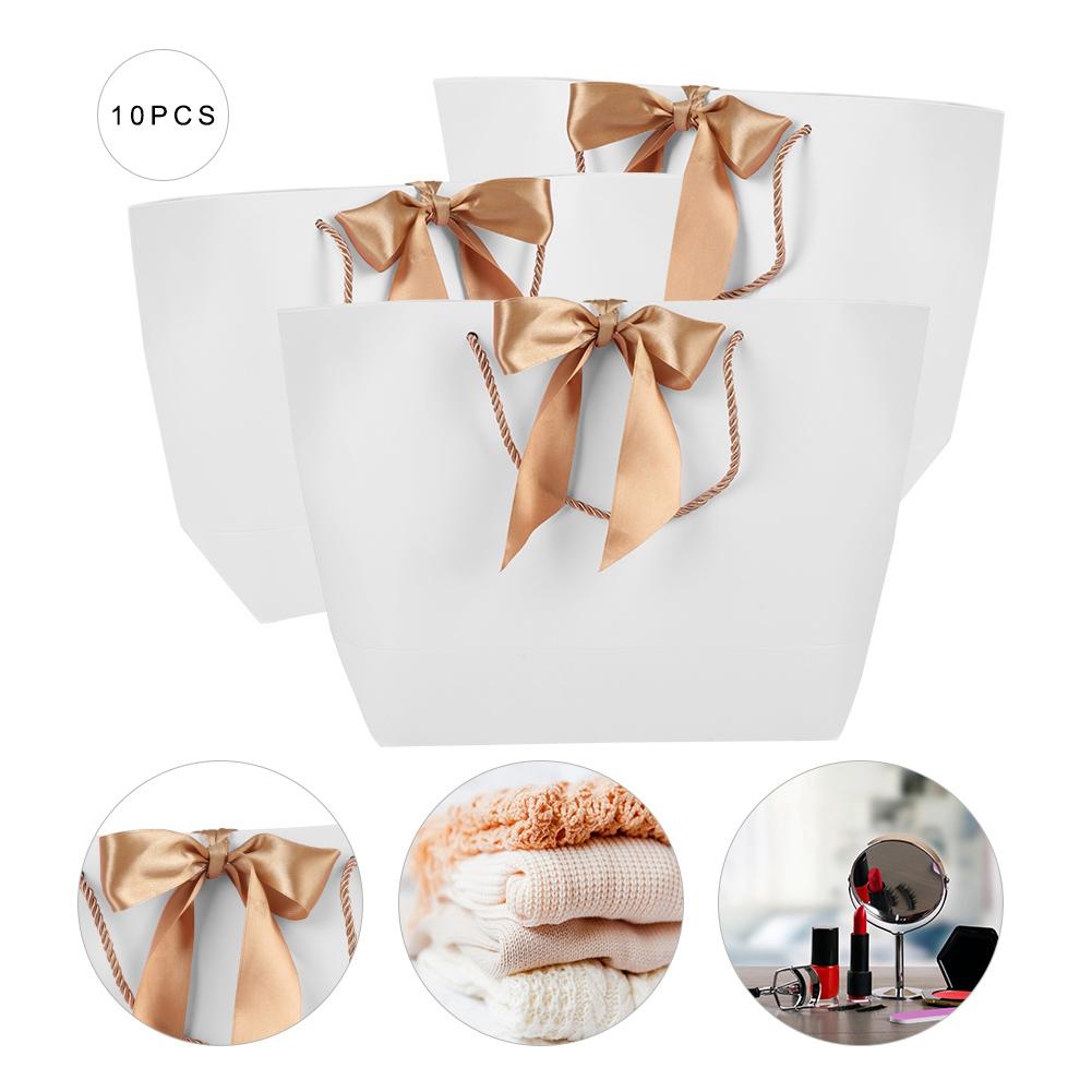10pcs Lot Gift Paper Bags With Handle for Clothes Shopping Makeup Packaging Food(21*7*15cm)