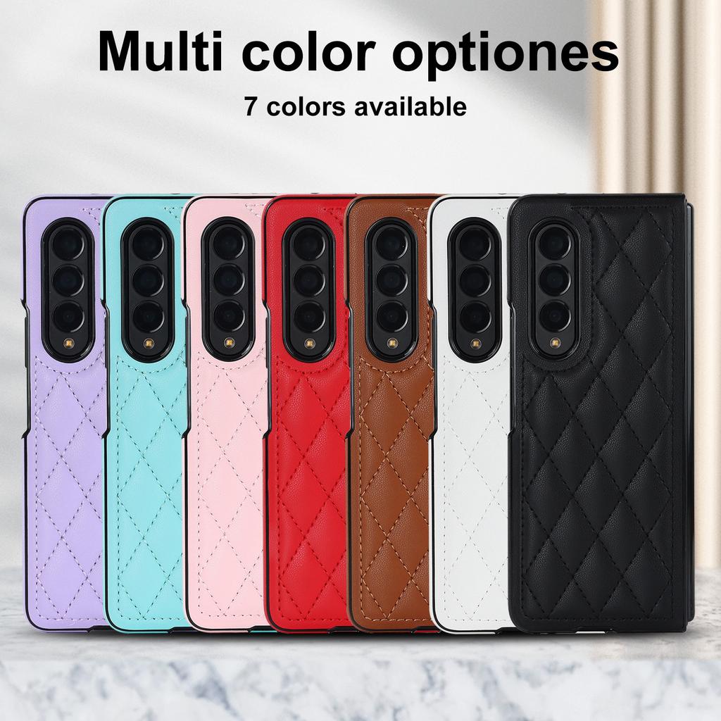 Suitable for Samsung Z Fold6 mobile phone case Z Flip5 small fragrant wind rhombus protective case 4th generation plaid leather case