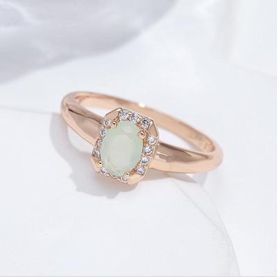 Bagues carrées ovales en Zircon vert clair pour femmes, bijoux de fête de mariage Vintage
