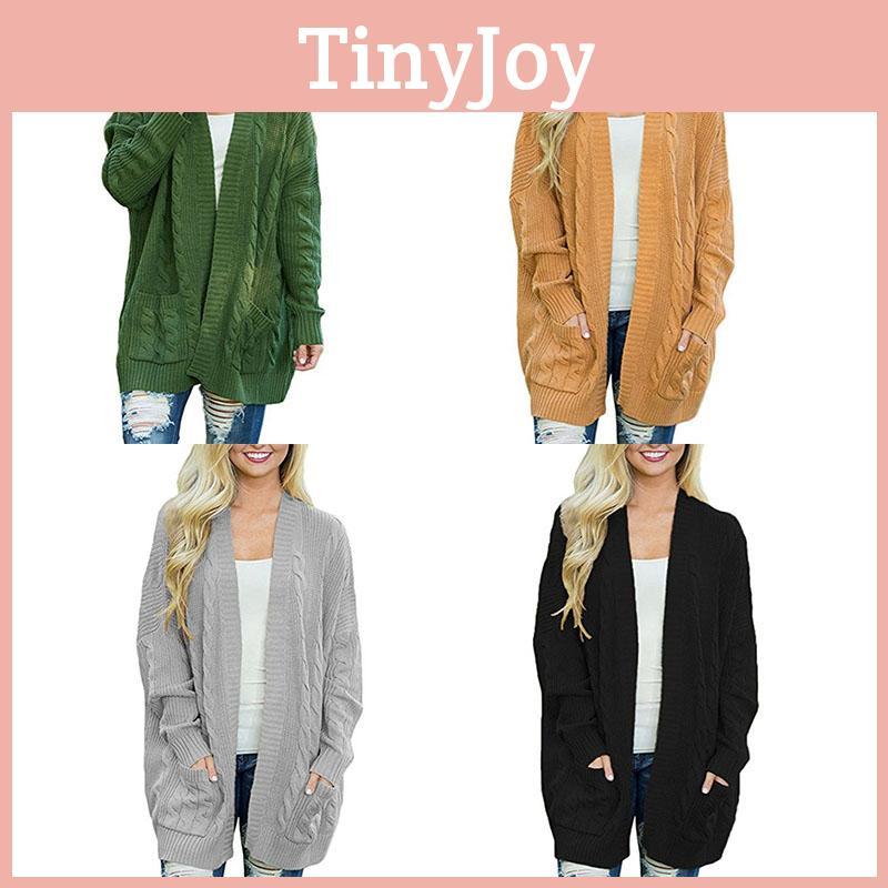 Warm And Chunky Knit Women Cardigan Sleeve Casual Sweater Outwear
