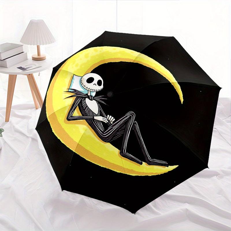

Disney Moon,Skeleton,Night Fashion Manual Folding Umbrella - Reinforced Eight Ribs, Automatic Opening and Closing, Lightweight, Ssuitable Fo