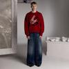 Unisex Oversized Knit Sweater With 3D Jacquard Streetwear Casual Pullover Winter