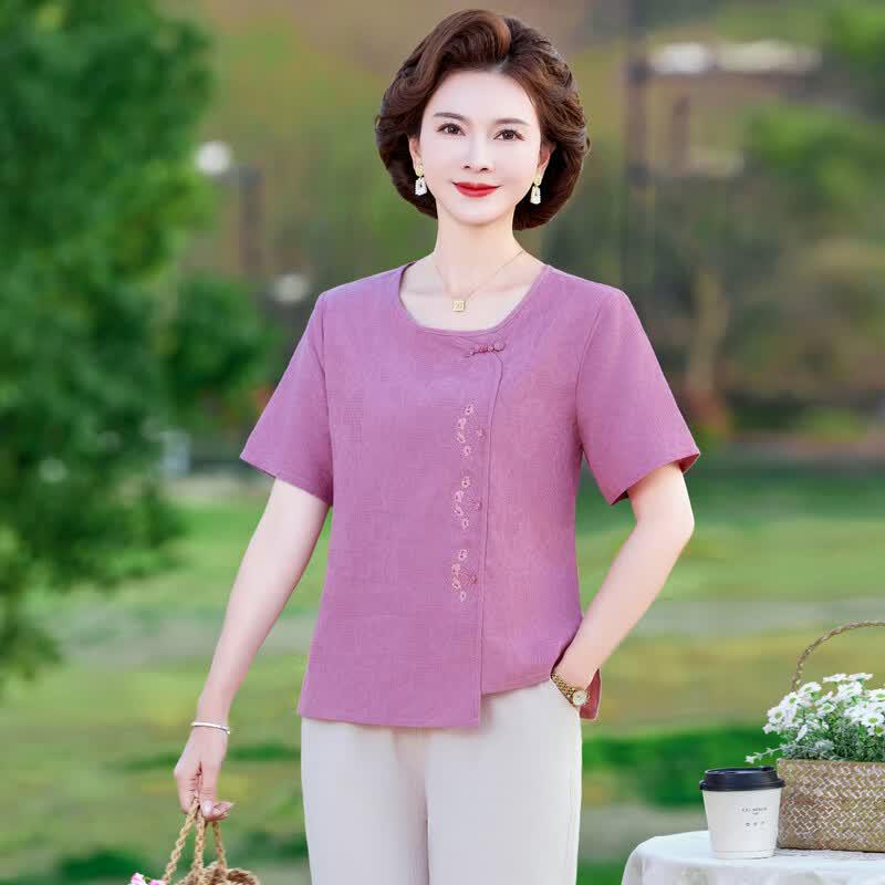 Langsha Elegant Chinese Style Mother's Summer Two-Piece Set