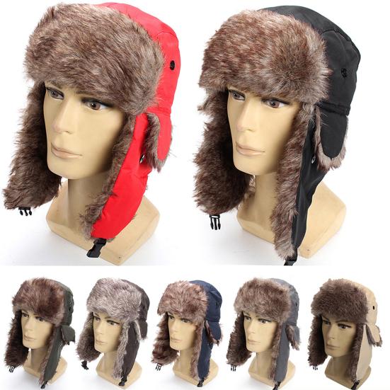 Trappermütze Unisex Verstellbar Kunstfell Winddicht Outdoor-Hut für Winter