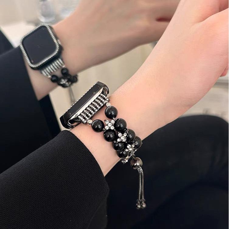 For Applewatch10 Apple Watch iWatch6789SE Strap Premium Sense Diamond Pearl Bracelet