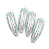 4 Piezas Pasadores para el Cabello de Niña Estampado a Cuadros Forma de Gota de Agua BB Clips Flequillo Cabello Lateral Pasadores Firmes Borde Metálico Resistente al Óxido Accesorios para el Cabello