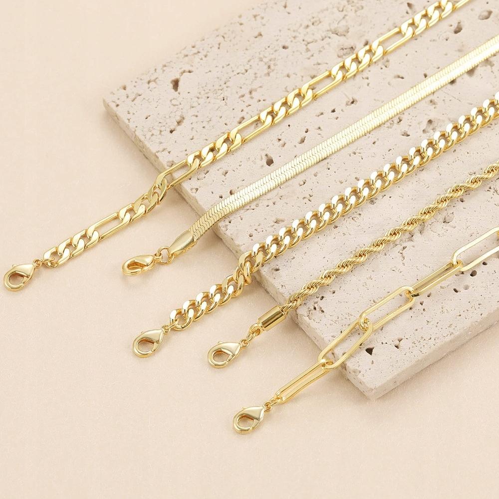 Women's Set of 5 Gold Chain Bracelets Thin Surgical Steel