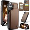 IPhone Wallet Protective Case with Card Holder, RFID Shielding, Men's and Women's Shock-absorbing Leather Bracket, Durable Protective Phone Case