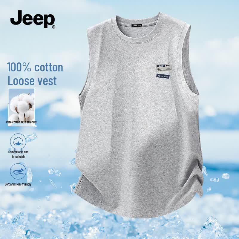 JEEP Men's Loose-Fit Heavy Cotton Round Neck T-Shirt