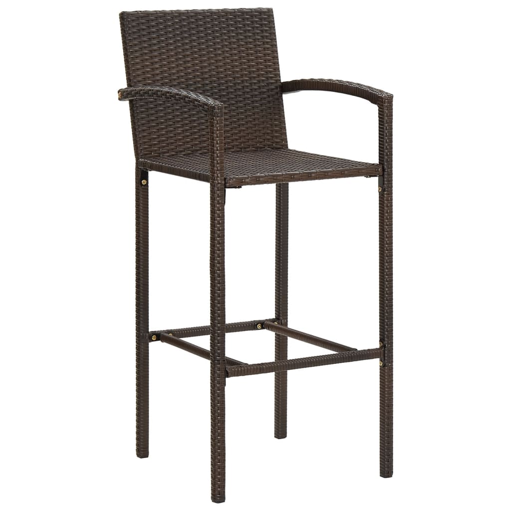 Vidaxl 5-Cz. Garden Bar Furniture Set, Brown, Acacia and Rattan Pe