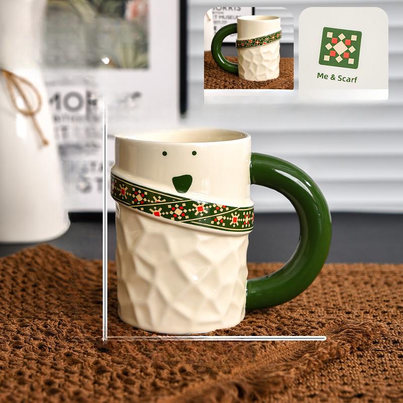 Couple Mug Design Niche Ceramic Cup for Household Drinking Water with High Appearance Cute Water Cup for Girls Office Workers