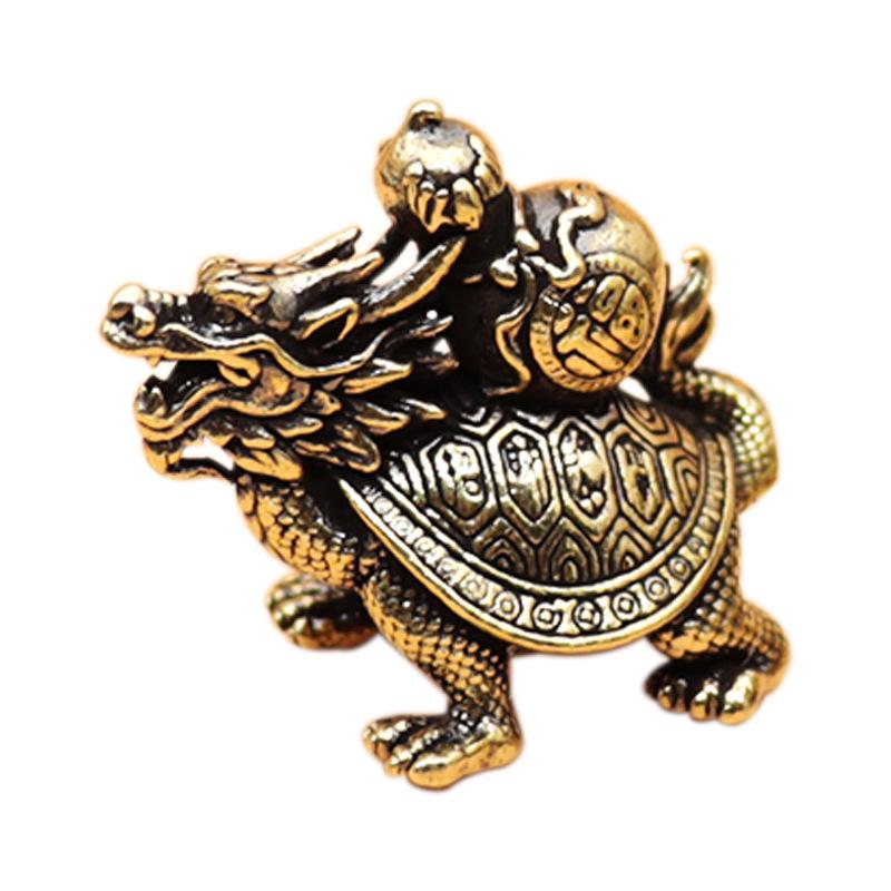 Baxia Dragon Turtle Gourd Ornament: Brass Handcrafted Ins Style Figurine for Home Décor