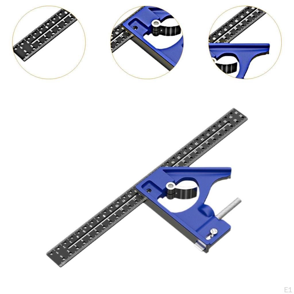 Combination Square Carpentry Tool, Metal Ruler Framing Aluminium Alloy Professional Measuring