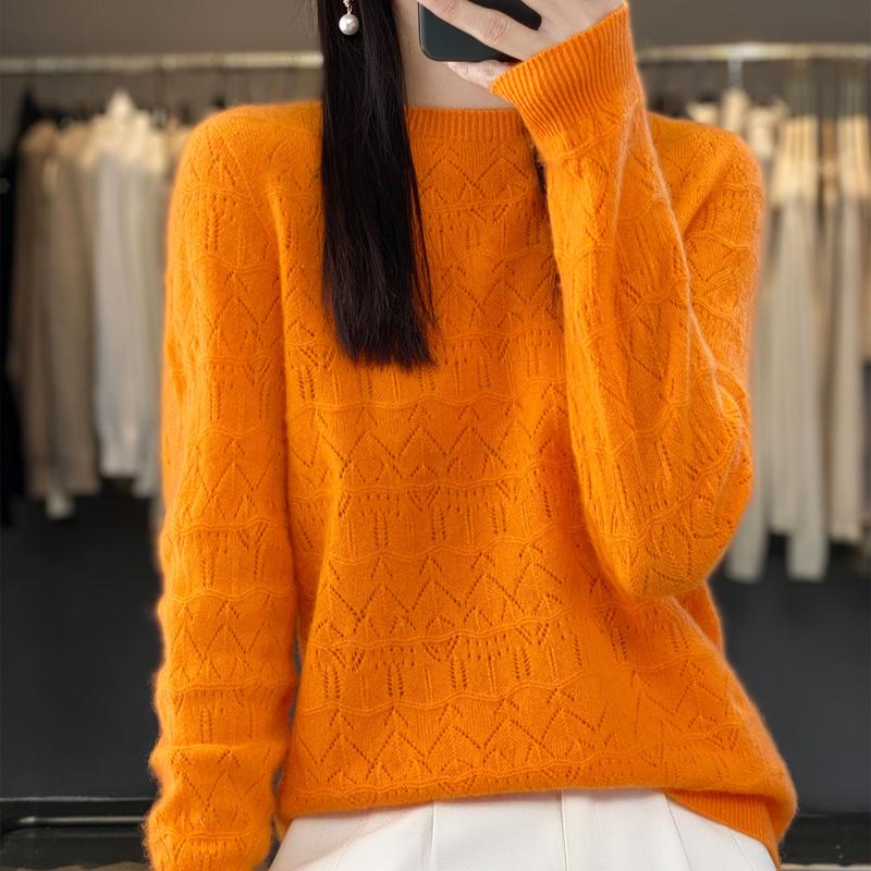 Suéter de mujer, cachemira Qinghe, 30% cachemira 70% lana, jersey de punto de invierno, suéter de otoño, suéter de cachemira de mujer, top de punto, manga larga