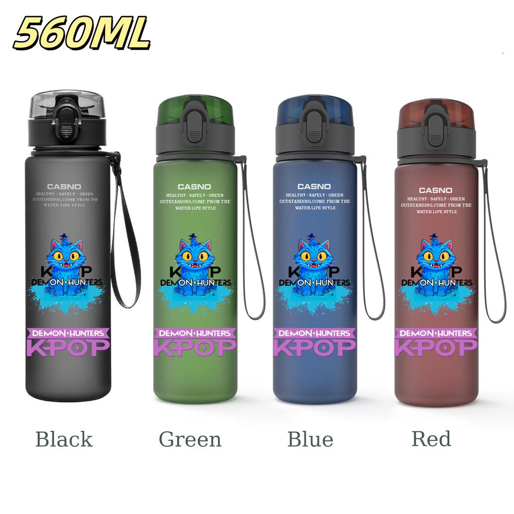 560ML KPop Demon Hunters Plastic Cartoon Pattern Water Cup Tall Superior Quality Children Outdoor Sports Drinking Water Bottle Birth Date Present