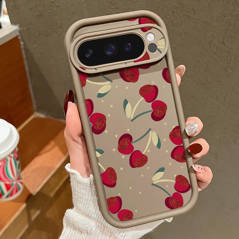 Cute Large Cherry Soft TPU Phone Protector Case For Google Pixel 8 Pro 8A 9 Pro XL Shockproof Silicone Cover For Pixel 9 8 Pro
