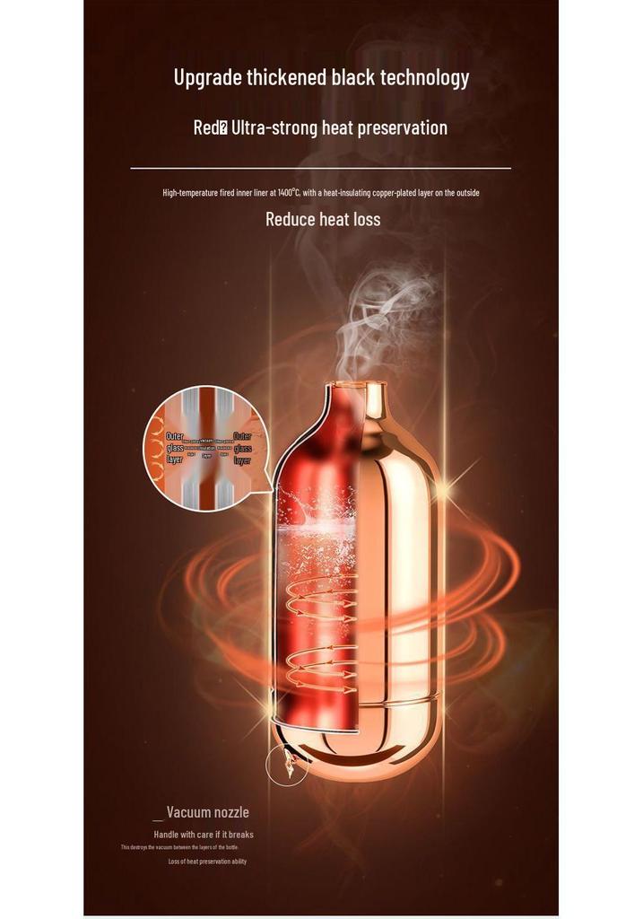 Large Glass Liner Thermos Flask for Home and Student Dormitory Use